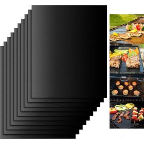 Dailyart Grill Mats Set of 4 with 13" BBQ Tongs & Silicone Brush, 100% Non Stick BBQ Grill Mat & Baking Mats, Reusable Teflon Grill Matt for Outdoor Grill, Works on Any Grill, 15.75 x 13-Inch Black in Kuwait