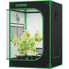 VIVOSUN S448 4x4 خيمة النمو، 48 بوصة × 48 بوصة × 80 بوصة مايلر عاكس للغاية مع نافذة مراقبة وصينية أرضية للنباتات المائية الداخلية لـ VS4000/VSF4300 in Kuwait