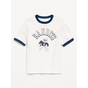 Old Navy Softest Short-Sleeve Graphic Ringer T-Shirt for Boys - Light Heather Gray in Kuwait