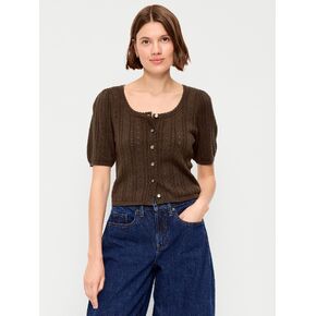 Old Navy Seaside Cotton Short-Sleeve Button-Down Sweater - Earthen in Kuwait