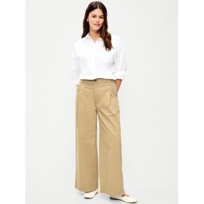 Old Navy Mid-Rise Pleated Wide-Leg Pants - Teakwood in Kuwait