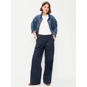 Old Navy Mid-Rise Pleated Wide-Leg Pants - Navy Captain in Kuwait