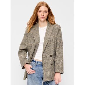 Old Navy Oversized Twill Double-Breasted Blazer - Plaid in Kuwait