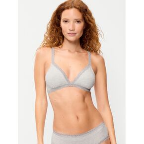 Old Navy Lace-Trim Cotton Triangle Bralette - Heather Grey in Kuwait