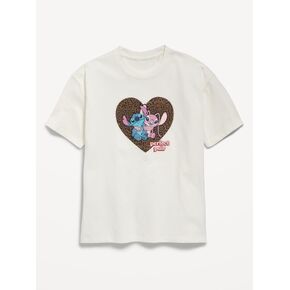 Old Navy Disney© Stitch & Angel Graphic Tunic T-Shirt for Girls - Sea Salt in Kuwait