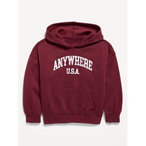 Old Navy Oversized Graphic Pullover Hoodie for Girls - Red Lacquer in Kuwait