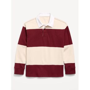 Old Navy Long-Sleeve Rugby Shirt for Boys - Burgundy Stripe in Kuwait