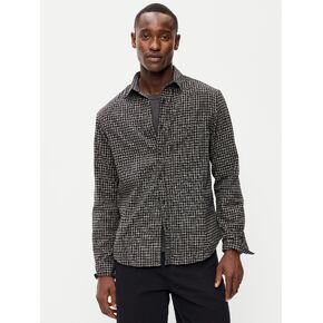 Old Navy Relaxed Long-Sleeve Plaid Flannel Pocket Shirt - Black Check in Kuwait