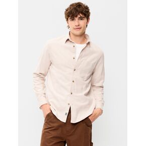 Old Navy Relaxed Long-Sleeve Flannel Pocket Shirt - Oatmeal Heather in Kuwait