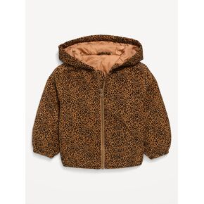 Old Navy Printed Corduroy Full-Zip Hoodie for Toddler Girls - Brown Leopard in Kuwait
