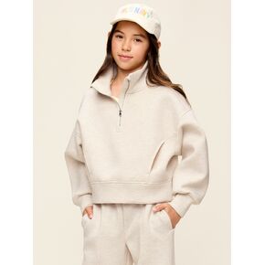 Old Navy Bounce Fleece Half-Zip Pullover Sweatshirt for Girls - Light Oatmeal in Kuwait