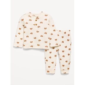 Old Navy Long-Sleeve Waffle-Knit Henley Top and Pants Set for Baby - Bears in Kuwait