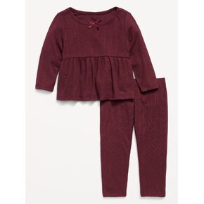 Old Navy Long-Sleeve Pointelle-Knit Top and Pants Set for Baby - Cherry Red in Kuwait