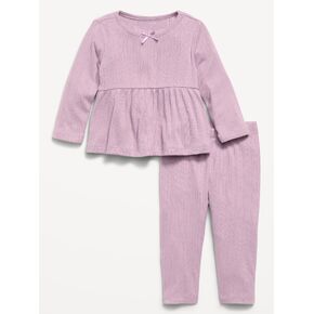 Old Navy Long-Sleeve Pointelle-Knit Top and Pants Set for Baby - Lilac Dusk in Kuwait