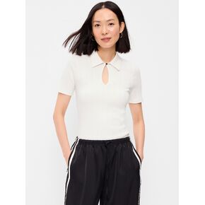 Old Navy Ribbed Keyhole Polo Top - Sea Salt in Kuwait