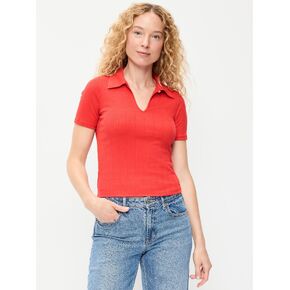 Old Navy Ribbed Keyhole Polo Top - Scotty Red in Kuwait