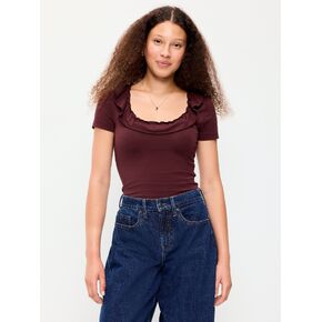 Old Navy Lettuce-Edge Scoop-Neck Top - Reddy Or Not in Kuwait