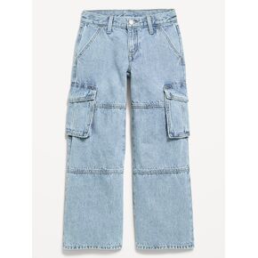 Old Navy Low-Rise Super Baggy Wide-Leg Cargo Jeans for Girls - Light Wash in Kuwait