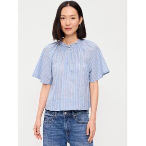 Old Navy Loose Short-Sleeve Striped Top - Blue Stripe in Kuwait