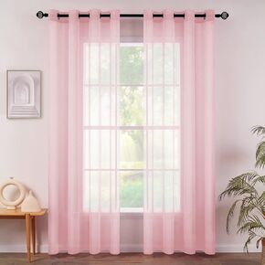 MIULEE 2 Panels Olive Green Semi Sheer Window Curtains Elegant Grommet Top Window Voile Drapes/Treatment Linen Textured Dark Green Panels for Bedroom Living Room (54X84 Inches) in Saudi Arabia