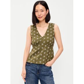 Old Navy Sleeveless V-Neck Tie-Back Top - Green Floral in Kuwait