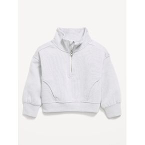 Old Navy Dynamic Fleece Quarter-Zip Pullover Sweatshirt for Toddler Girls - Light Heather Gray in Saudi Arabia