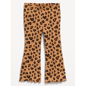Old Navy Printed Ribbed Flare-Leg Leggings for Toddler Girls - Brown Leopard in Kuwait