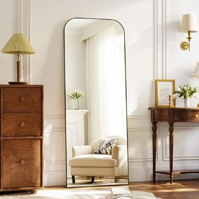 Full Length Mirror 65"x24" Mirror Full Body with Aluminum Alloy Frame Top Square-Edged Floor Mirror with Stand for Bedroom Living Room Black in Saudi Arabia