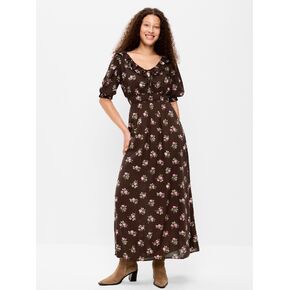 Old Navy Ruffle-Collar Boho Maxi Dress - Brown Floral in Kuwait