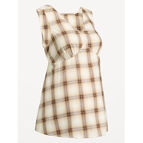 Old Navy Maternity Sleeveless V-Neck Tie-Back Top - Brown Plaid in Kuwait
