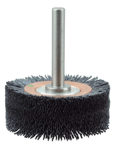 Weiler 86156 Bore-Rx Brush Deburring Tool, 4" ID, 0.55/120CG Crimped Fill, 3/8" Stem, Made in The USA in Kuwait