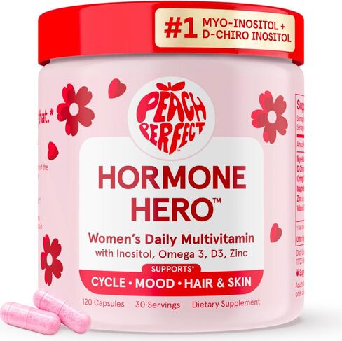 Peach Perfect Inositol Multivitamin – Myo-Inositol & D-Chiro 40:1 Blend, Omega-3, Vitamin D3, Magnesium, Zinc – Supports Women’s Health, Mood, Energy, Supplement – 30 SVG in Saudi Arabia