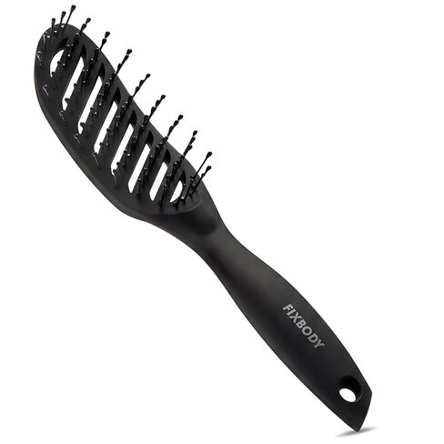 FIXBODY Curved Vent Hair Brush for Blow Drying, Styling and Solon, Detangling Hair Brush for Short Thick Tangles Hair, Both Men and Women, Black in Saudi Arabia