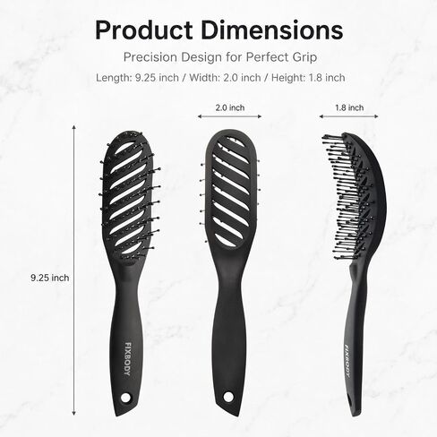 FIXBODY Curved Vent Hair Brush for Blow Drying, Styling and Solon, Detangling Hair Brush for Short Thick Tangles Hair, Both Men and Women, Black in Saudi Arabia