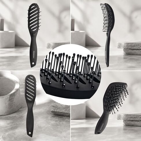 FIXBODY Curved Vent Hair Brush for Blow Drying, Styling and Solon, Detangling Hair Brush for Short Thick Tangles Hair, Both Men and Women, Black in Saudi Arabia