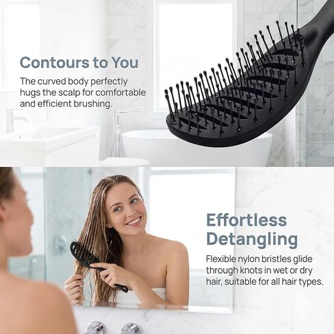 FIXBODY Curved Vent Hair Brush for Blow Drying, Styling and Solon, Detangling Hair Brush for Short Thick Tangles Hair, Both Men and Women, Black in Saudi Arabia