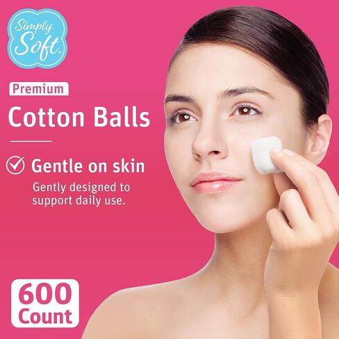 Simply Soft Premium Cotton Balls, 100% Pure Cotton, Absorbent, 200 Count (Pack of 3) in Kuwait