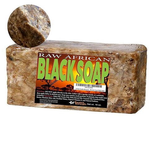 Premium African Black Soap - Pure 1 pound Bulk. Raw Organic Soap for Acne, Dry Skin, Rashes, Burns, Scar Removal, Face & Body Wash, From Ghana West Africa - Authentic African Moisturizer in Saudi Arabia