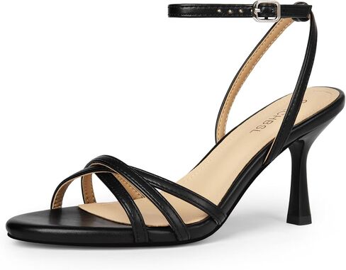 Kitten Heels for women, Strappy Round Open Toe Heeled Sandals | 3 Inch Comfortable Shoes, Adjustable Ankle Strap, Perfect for Daily Dress, Party, Prom, Formal in Saudi Arabia