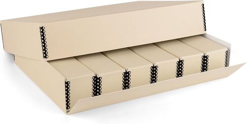 Golden State Art, Archival Slide Storage Case, 2.5"x2.125"x11" -Tan | Acid-Free File Box, Metal Edge Corner, Holds Up to 140 Films, Ideal for Store Photos Negatives and Cards in Saudi Arabia