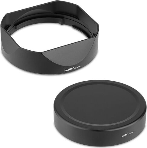 Haoge Lens Hood Metal Square Bayonet for Fujinon Fujifilm XF33mm F1.4 R WR Lens, Fuji XF 33mm f/1.4 R LM WR Hood Shade,with Metal Front Cap in Saudi Arabia