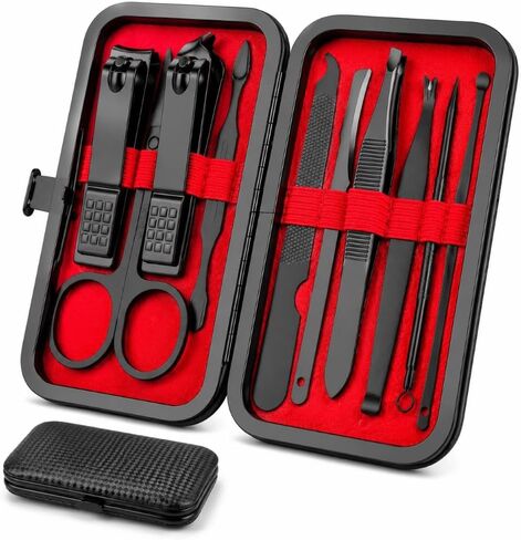 Manicure Kit, Okom Manicure Set, Travel Essentials Nail Kit, Includes Nail Clippers, Nail File and Pedicure Tools for Feet Pedicure Kit, Gifts for Men and Woman, Grooming Kit(19Pcs) in Saudi Arabia