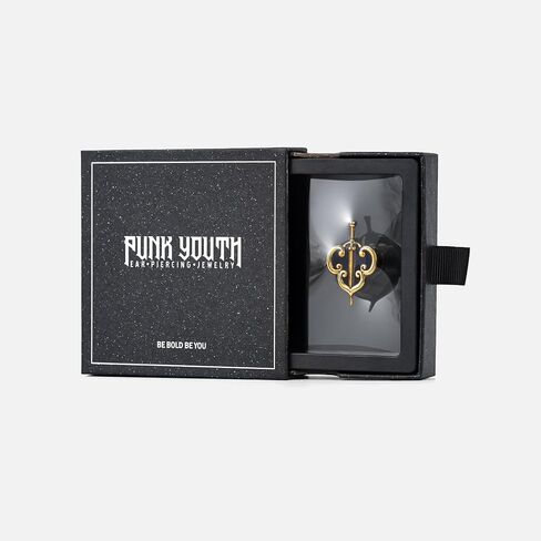 أنفاق الأذن ذات السيف المقدس من PUNKYOUTH - سدادات باروكية قوطية للأذنين الممدودة، ومقاييس مضيئة مزدوجة بديلة، هدية مجوهرات ثقب غامض للنساء والرجال 0 جرام - 1 بوصة in Kuwait