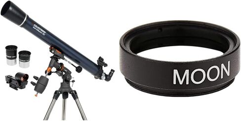 Celestron - AstroMaster 90EQ Refractor Telescope - Refractor Telescope for Beginners - Fully-Coated Glass Optics - Adjustable-Height Tripod - Bonus Astronomy Software Package & 1.25" Moon Filter in Saudi Arabia