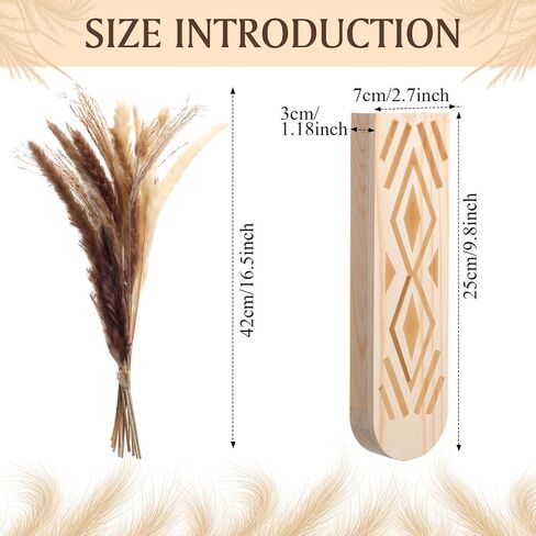 2 Pack Wooden Wall Planter Wooden Vase Set with Dried Reed Flowers Boho Wall Decor Indoor Farmhouse Decor for Entryways Hallways Bathrooms Living Rooms and Dining Rooms (Walnut Color) in Saudi Arabia