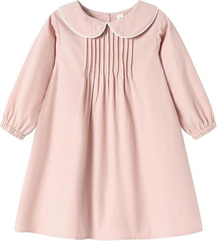 Mud Kingdom Girl Peter Pan Collar Dress Long Sleeve School Uniform Spring Fall in Saudi Arabia