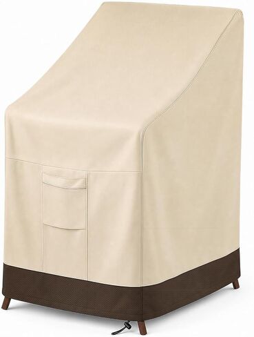 Vailge Stackable Patio Chair Cover,100% Waterproof Outdoor Chair Cover, Heavy Duty Lawn Patio Furniture Covers,Fits for 4-6 Stackable Dining Chairs,2 Pack-36"Lx28"Wx47"H,Beige&Brown in Saudi Arabia