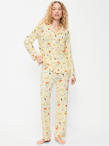 Old Navy Sunday Sleep Knit Jersey Pant Set - Yellow Print in Kuwait