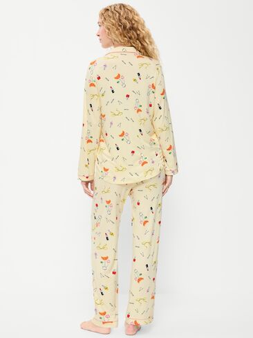 Old Navy Sunday Sleep Knit Jersey Pant Set - Yellow Print in Kuwait