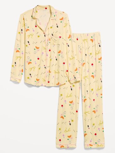 Old Navy Sunday Sleep Knit Jersey Pant Set - Yellow Print in Kuwait